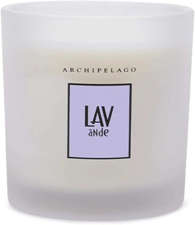 Archipelago Botanicals Hand-Poured Soy Wax Blend Scented Candle with Fragrance Oils, Lead-Free Cotton Wicks, Glass Candle Jar with Gift Box, Burns Approx. 60 Hours, Lavende, 10 Oz.