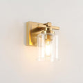 1 Light Modern Bathroom Light Fixtures Over Mirror, Brass Finish Vanity Lights for Bathroom Wall Sconces with Clear Glass Shades, E26 Socket (Bulbs Not Included)
