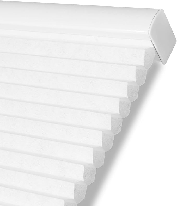 Persilux Light Filtering Cordless Cellular Shades 1.5" Cellular Blinds for Windows, Office, and Sliding Glass Doors, White, 35" W x 72" H