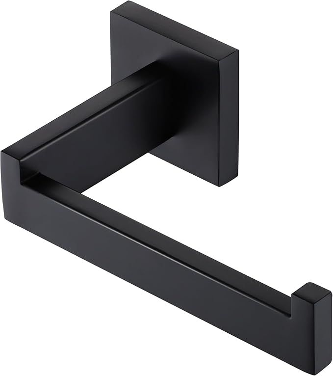 LANC Black Toilet Paper Holder, Bathroom Toilet Paper Roll Holder Wall Mounted for Washroom Kitchen Matte Black TP Tissue Holder Dispenser and Hangers Rustproof 304 Stainless Steel Right, A8807MB