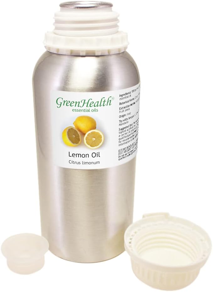 Lemon Essential Oil - 16 fl oz - Aluminum Bottle - 100% Essential Oil -GreenHealth