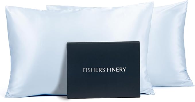 Fishers Finery 25mm 100% Pure Mulberry Silk Pillowcase (Blue Standard)