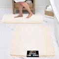 GORILLA GRIP Ultra Soft Plush Bathroom Rugs with Rubber Backing Set of 2, Absorbent Quick Dry Bath Mat, Machine Washable Shower Mats, Home Décor Accessories Bathmat Rug, 24x16 and 30x18 Ivory