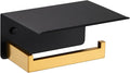 Angle Simple Toilet Paper Holder with Shelf, 304 Stainless Steel Bathroom Tissue Roll Holder for Wall Black and Gold