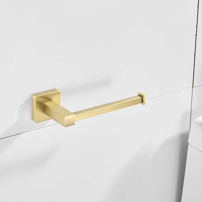 FORBATH Gold Toilet Paper Holder Towel Ring, Brushed Gold Bathroom Hardware, Hand Towel Holder Toilet Tissue Roll Holder Set, Wall Mount SUS304 Stainless Steel Bath Accessories, 2pcs