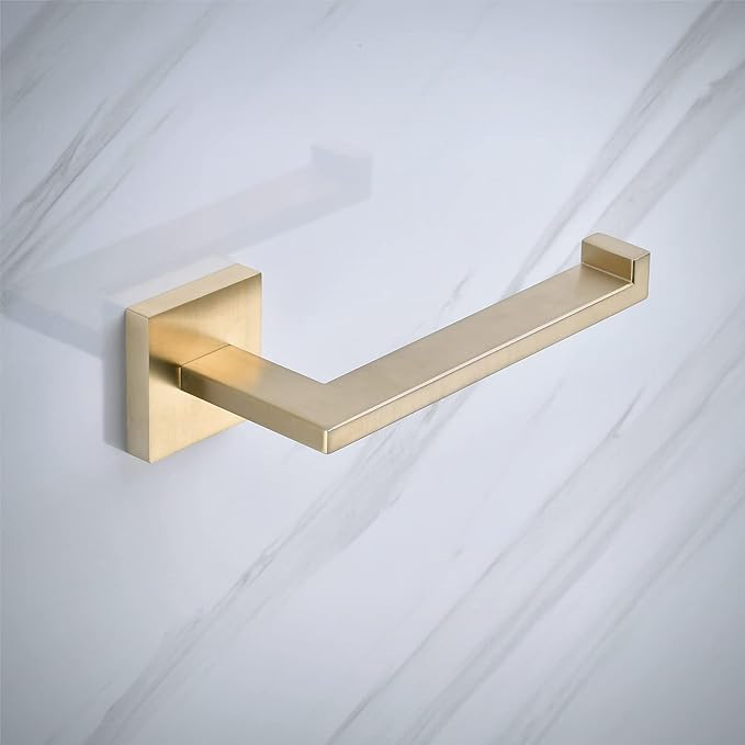 Brushed Gold Toilet Paper Holder Hand Towel Holder, SHUNLI Gold Bathroom Accessories Hardware Set 2 Pieces, Wall Mounted Towel Ring Towel Bar, SUS304 Stainless Steel