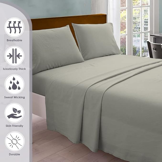 Pizuna Pure 100% Cotton King Size Sheets, 800 Thread Count Long Staple Cotton Crisp Sateen Sheets with 15inch Deep Pocket