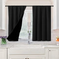 H.VERSAILTEX 100% Blackout Curtains for Bedroom Short Curtains Half Window Curtains for Kitchen, Privacy Energy Saving Curtain Tiers for Bathroom Shades, W 42 x L 36 inch, Set of 2, Jet Black