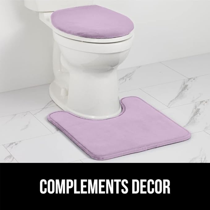 GORILLA GRIP Thick Memory Foam Bathroom Toilet Lid Seat Cover, Soft Velvet Topside, Machine Wash, Plush Cushioned Covers Fits Most Size Lids, Decorative Bath Room Accessories, 19.5x18.5, Light Purple