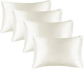 BEDELITE Satin Pillowcase for Hair and Skin, Super Soft Similar to Silk Pillow Cases 4 Pack with Envelope Closure, Cooling Pillowcases for Women Men (20"x40" King Size, Ivory)