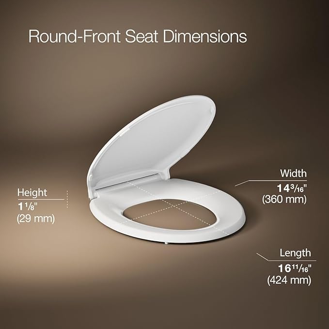 KOHLER 78052-RL-0 Rutledge ReadyLatch Quiet Close Rount Toilet Seat, Slow Close Lid and Seat, Grip-Tight Bumpers and Installation Hardware, White