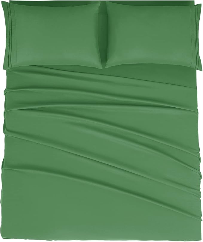 Mejoroom Bed Sheets Set - Extra Soft Luxury Full Size Sheets with 16 Inch Deep Pocket - Premium Bedding Collection - Breathable, Wrinkle, Fade & Stain Resistant - 4 Piece (Full, Calla Green)