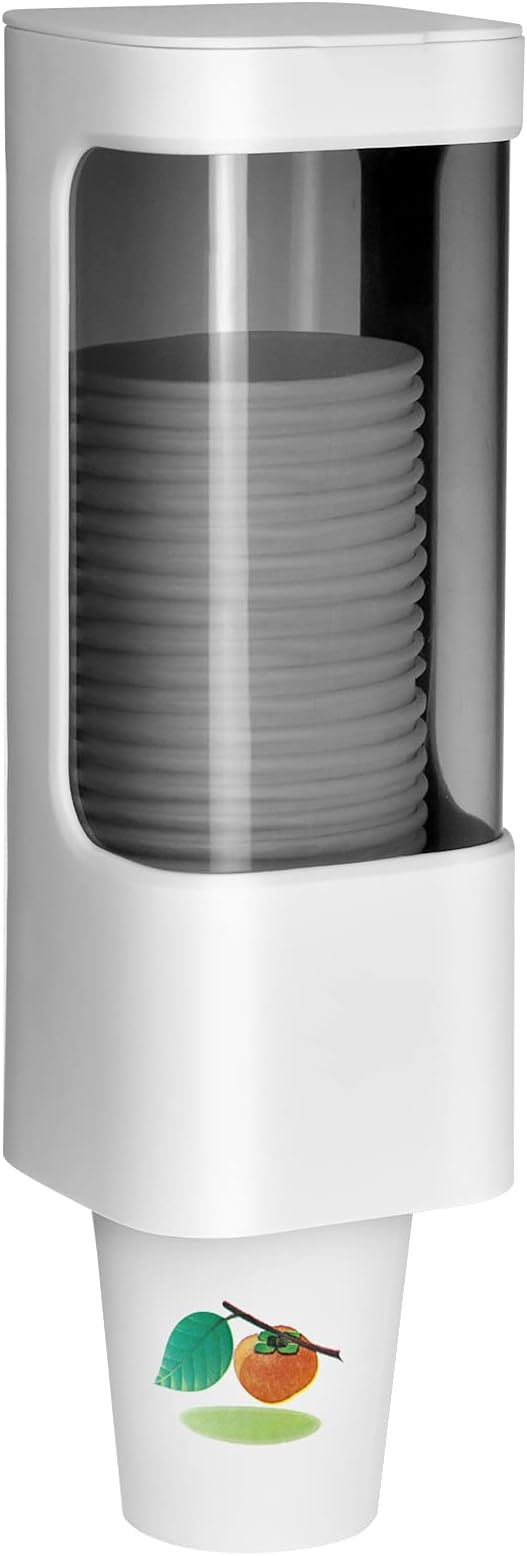 Cup Dispenser Wall Mounted Bathroom Cup Holder, 3oz-5oz Disposable Paper Cup Plastic Cup Dispenser, Water Cooler Dispenser Cup Holder with Paste Plate for Home Office Hospital Gym