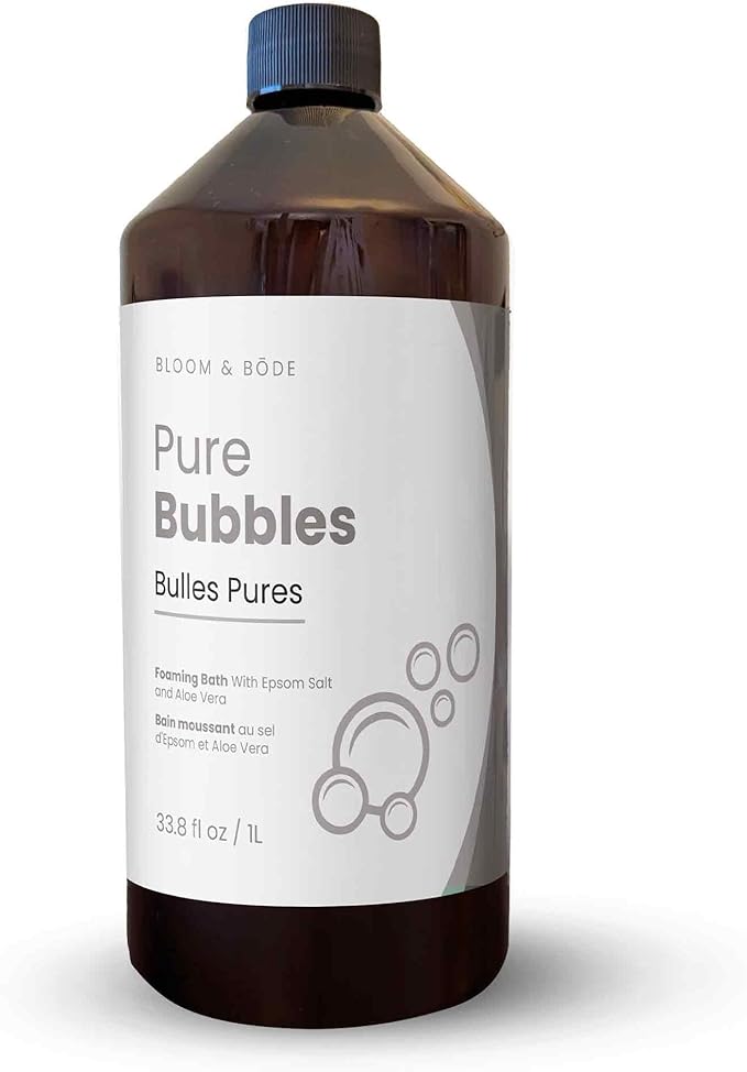 Luxury Unscented Foaming Bath - Natural Fragrance-Free Bubble Bath with Aloe Vera and Epsom Salt - Pure Bubbles Scent (Unscented), 33.8 fl oz / 1L