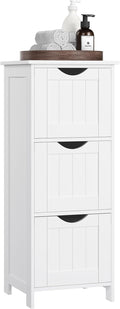 VASAGLE Floor Storage Cabinet, Freestanding Storage Unit with 3 Drawers, 11.8 x 12.6 x 31.9 Inches, for Bathroom, Living Room, Kitchen, Modern Style, Matte White UBBC50WT