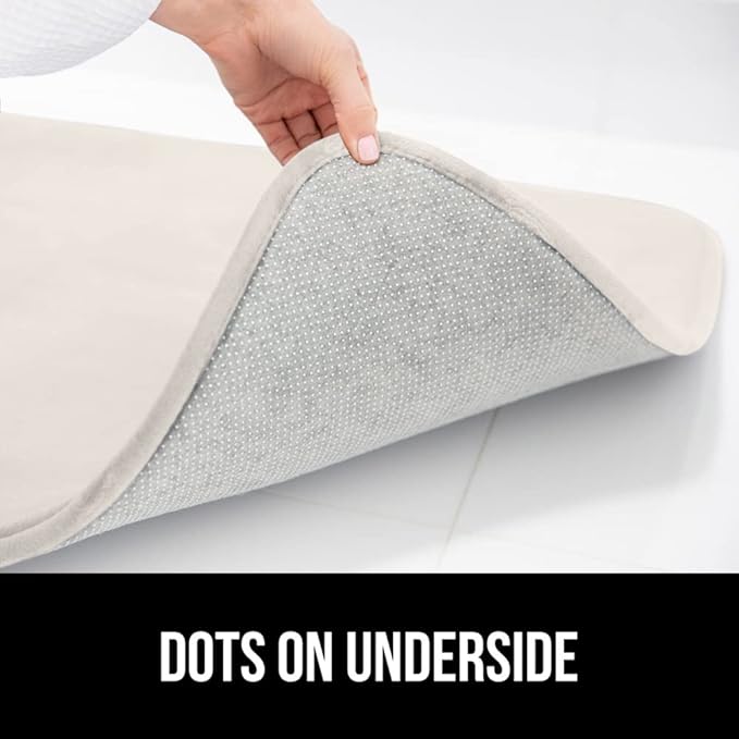 GORILLA GRIP Memory Foam Bath Mat, Soft Absorbent Velvet Bathroom Mats, Durable Dots on Underside, Machine Washable Bathmat, Carpet Rug Room Decor for Shower Tub Floor RV, 24x17 Rugs, Cream