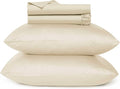 URBANHUT 700 Thread Count Twin Sheet Set Egyptian Cotton Sheets, 4Pc Sheet Set Soft Luxury Bed Sheets for Twin Size Bed, Sateen Weave Hotel Sheets, 14" Elasticized Deep Pocket - Ivory