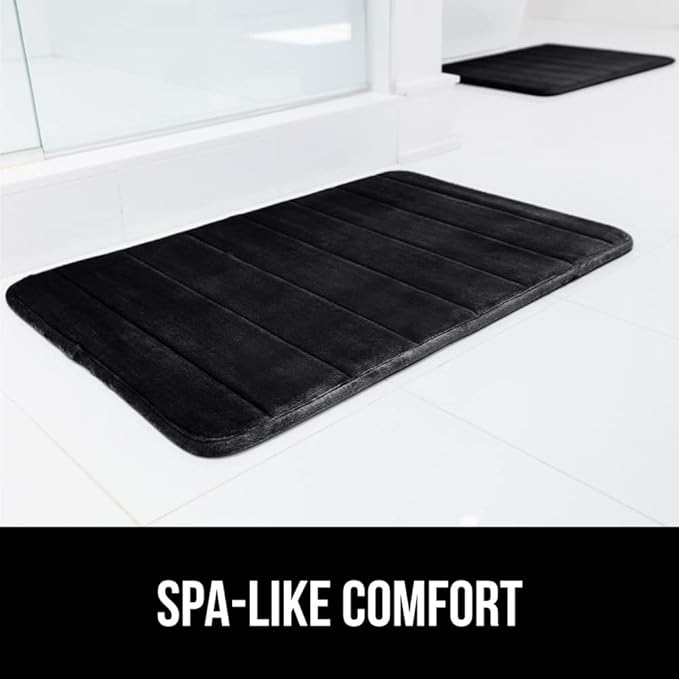 GORILLA GRIP Memory Foam Bath Mat, Soft Absorbent US Designed Bathroom Rug, Gripping Dots Machine Washable Bathmat, Cushioned Floor Mats, Shower Sink Rugs Room Décor Accessories, 36x24 Black