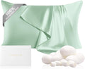 THXSILK 100% Mulberry Silk Pillowcase for Hair and Skin Health, 22 Momme Soft and Smooth Pillowcases with Hidden Zipper, Both Sides Premium Grade 6A+ Silk, 1pc (Standard 20"x26", Turquoise Green)