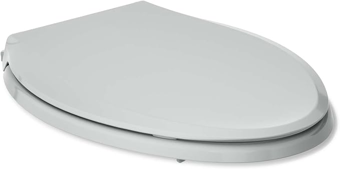 "KOHLER 4636-RL-95 Cachet ReadyLatch Elongated Toilet Seat Slow Close, Soft Close Toilet Seat Quiet Lid, Contoured Grip-Tight Bumpers Installation Hardware, Apartment Essentials, Ice Grey "