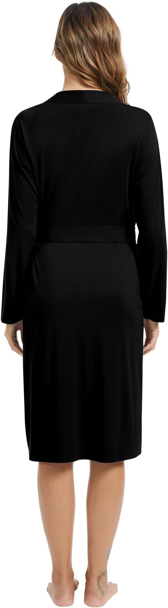WiWi Women's Robe Long Sleeve Bathrobe with Pockets Soft Kimono Spa Lightweight Robes Bamboo Viscose Loungewear S-XXL