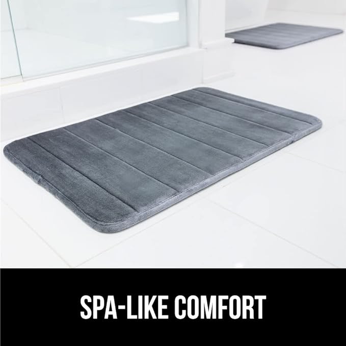 GORILLA GRIP Memory Foam Bath Mat, Soft Absorbent US Designed Bathroom Rug, Gripping Dots Machine Washable Bathmat, Cushioned Floor Mats, Shower Sink Rugs Room Décor Accessories, 24x17 Graphite Gray