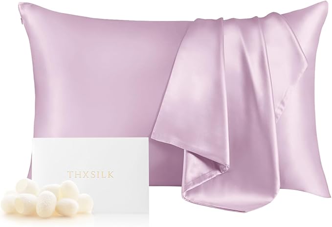 THXSILK Christmas Style 6A+ Grade Mulberry Silk Pillowcase for Hair and Skin, 22 Momme 100% Pure Silk Pillow Case with Hidden Zipper, Christmas Holly Printed Pillow Cover, Red， King