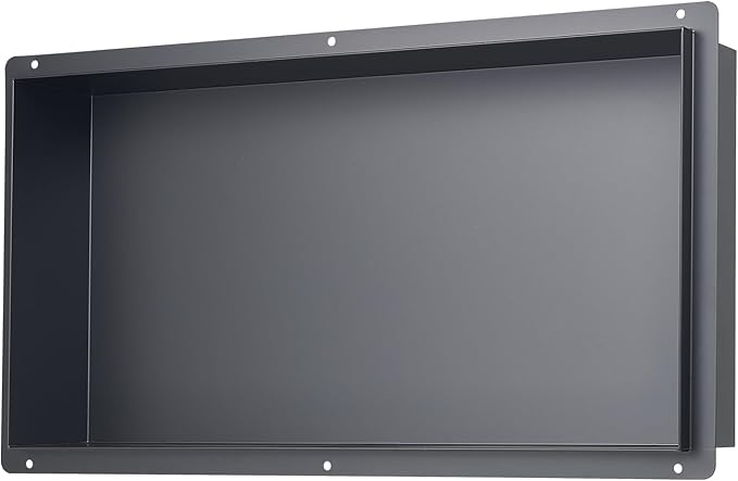 VEVOR Shower Niche, 13 x 25 x 4 inch Frameless Recessed Wall Niche, Heavy-Duty Stainless Steel Modern Shampoo Storage Organizer, Sealed Waterproof, Durable & Easy to Install, Black for Bathroom