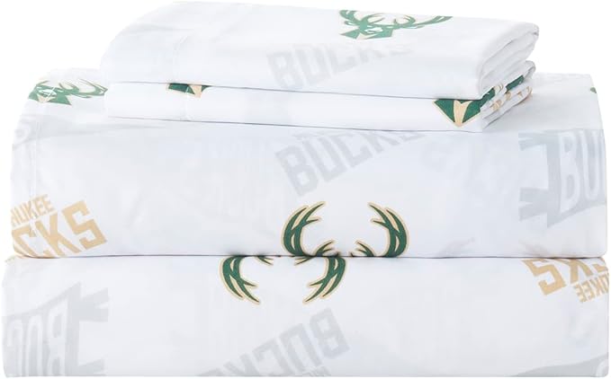 Officially Licensed Milwaukee Bucks NBA Twin Size Sheet Set – Soft Team Logo Bedding for Dorms, Bedrooms, Fan Caves & Game Day Style