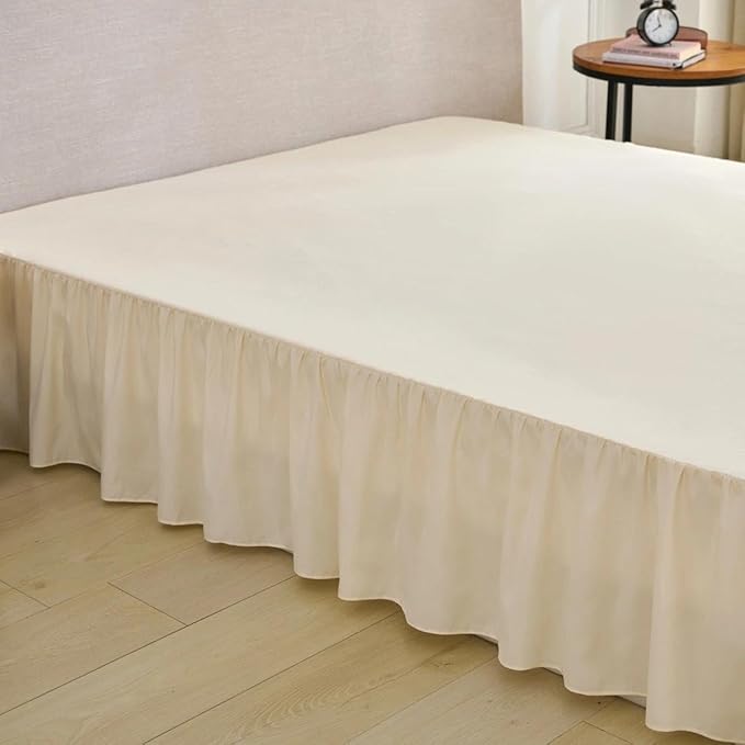 Bed Skirt Queen Size Ruffled Bed Skirt with Split Corners, Queen Bed Skirts 12 Inch Drop, Queen Size Bed Skirting with Platform, 12'' Queen, Beige