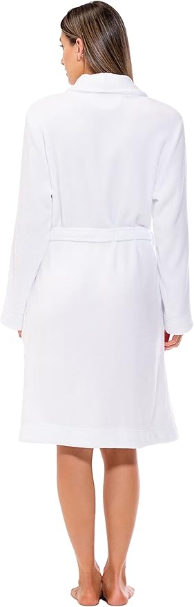 Turquaz Robes For Women, Womens Fleece Shawl Collar Soft Plush Knee Length Spa Robe