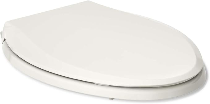KOHLER 4636-RL-47 Cachet ReadyLatch Elongated Toilet Seat Slow Close, Soft Close Toilet Seat Quiet Lid, Contoured Grip-Tight Bumpers Installation Hardware, Apartment Essentials. Almond