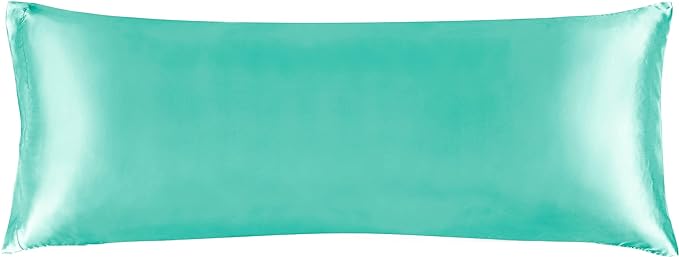 BEDELITE Satin Body Pillow Cover, Super Soft and Cooling Body Pillow Pillowcase for Hair and Skin, Breathable Silky Full Long Pillowcase Cover(20"x54", Turquoise)