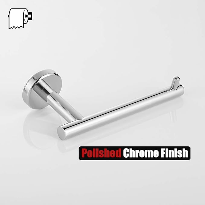 JQK Chrome Toilet Paper Holder, 5 Inch 304 Stainless Steel Thick 8mm Tissue Paper Dispenser for Bathroom, Hold Mega Rolls, Polished Chrome Wall Mount, TPH100-CH