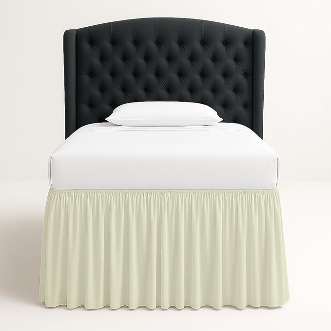 Cottingon Dorm Bed Skirt Twin XL 36" with Split Corners, 100% Microfiber Soft and Stylish, College Room Essential, Extra Long Dust Ruffle for Extended Beds, Ivory