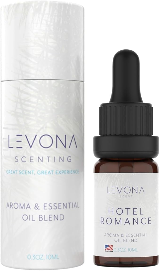 Levona Scent Essential Oil - Aroma for Home, Office, Hotel & Spa, Ideal for Humidifiers & Diffusers, Fragrance with Grapefruit Peel, Fresh Lemon, Litsea - 10ml / 0.33 fl oz, Hotel Romance