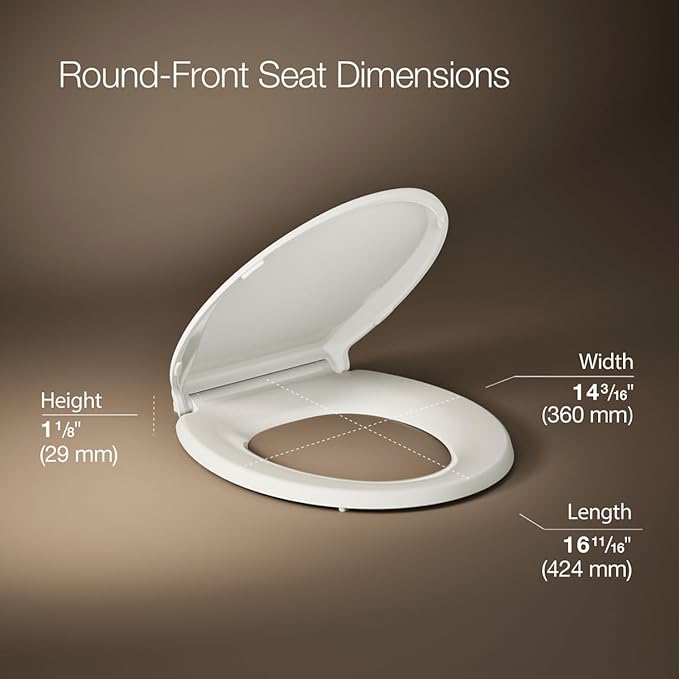 KOHLER 4639-RL-96 Cachet ReadyLatch Round Toilet Seat Soft Close, Biscuit