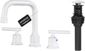 WOWOW 3 Hole Bathroom Faucet White Bathroom Sink Faucet 2 Handle Vanity Tap Lavatory Elegant Basin Mixer Tap with Drain