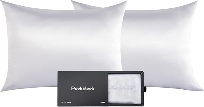 100% Mulberry Silk Pillowcases with Zipper– Luxurious, Anti-Aging Pillow Covers, 22 Momme 6A Grade Silk Pillow Cases 2 Pack for Hair and Skin Care (White, King (U.S. Standard))