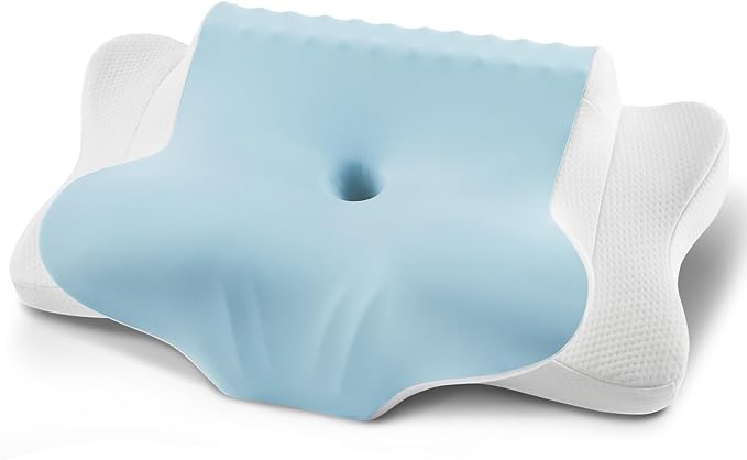 Cervical Pillow for Neck Pain Relief - Cooling Ergonomic Dual-Sided Orthopedic Neck Pillow with Ice Silk Pillowcase, Breathable Memory Foam Contour Pillow for Side, Back, Stomach Sleepers