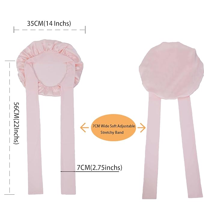 Cocheng Silk Bonnet for Sleeping Large mulberry Sleep Cap Adjustable & Breathable Bonnet for Curly Hair Silk Hair Cap for Sleeping with Wide Tie Band