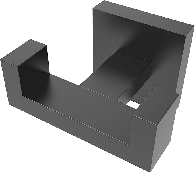 Ruacq Double Towel Hook Matte Black Square Base Bathroom Robe Towel Holder Hand Towel Hanger Stainless Steel Modern Wall Mounted