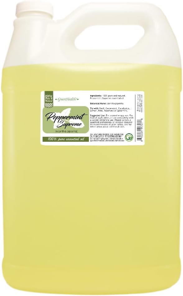 GreenHealth Peppermint Essential Oil – 100% Pure & Uncut Mentha Piperita – 1 Gallon (128 fl oz) – Bulk Size for Candle Making, Soap Making, Aromatherapy, Diffusers, DIY, Home & Office Fragrance