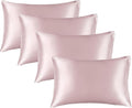 BEDELITE Satin Pillowcase for Hair and Skin, Super Soft Similar to Silk Pillow Cases 4 Pack with Envelope Closure, Cooling Pillowcases for Women Men (20"x30" Queen Size, Lotus Pink)