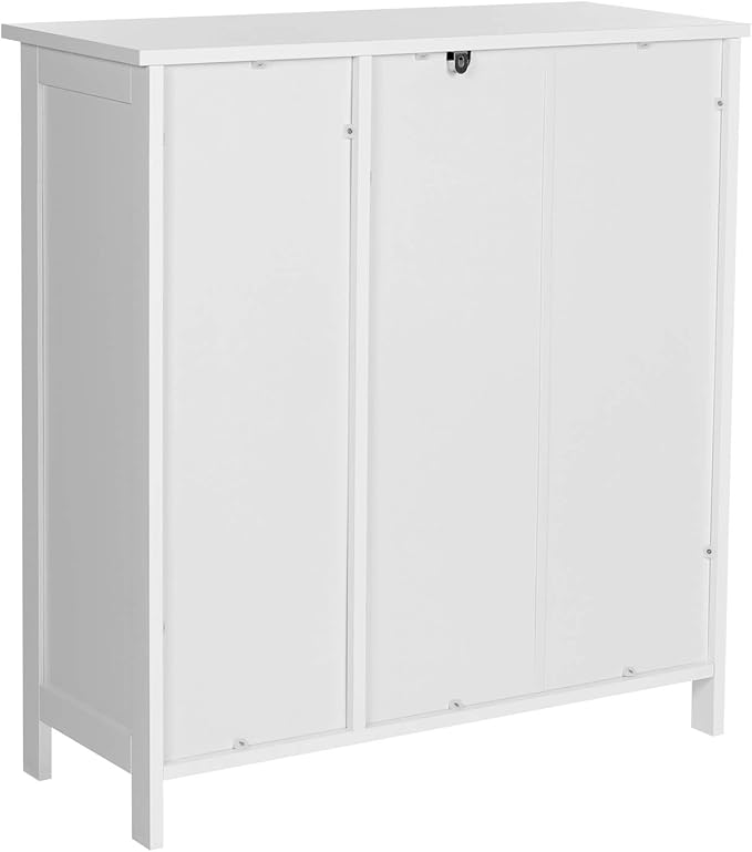 VASAGLE Floor Storage Cabinet with Drawer, Freestanding Cabinet with Doors, 3 Open Compartments, Adjustable Shelves, 11.8 x 29.5 x 31.5 Inches, for Bathroom, Living Room, Cloud White UBBC142W01