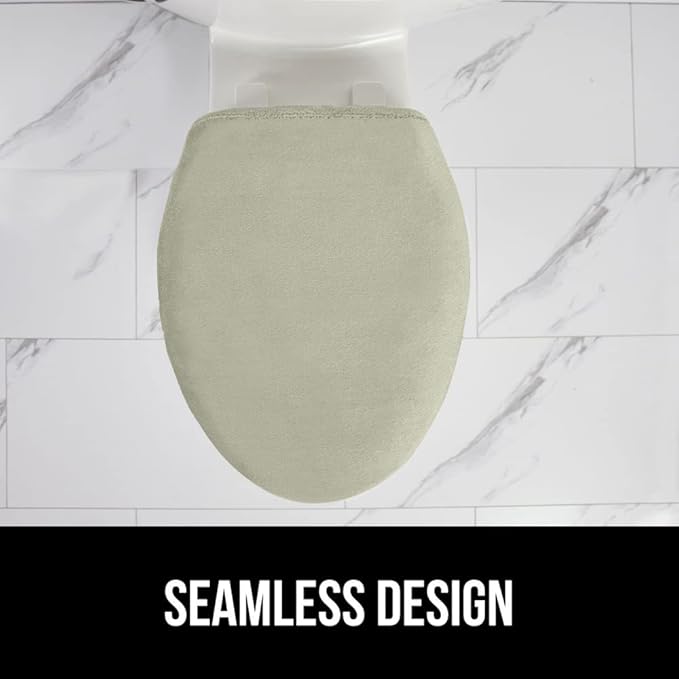 GORILLA GRIP Thick Memory Foam Bathroom Toilet Lid Seat Cover, Soft Velvet Topside, Machine Wash, Plush Cushioned Covers Fits Most Size Lids, Decorative Bath Room Accessories, 19.5x18.5, Sage