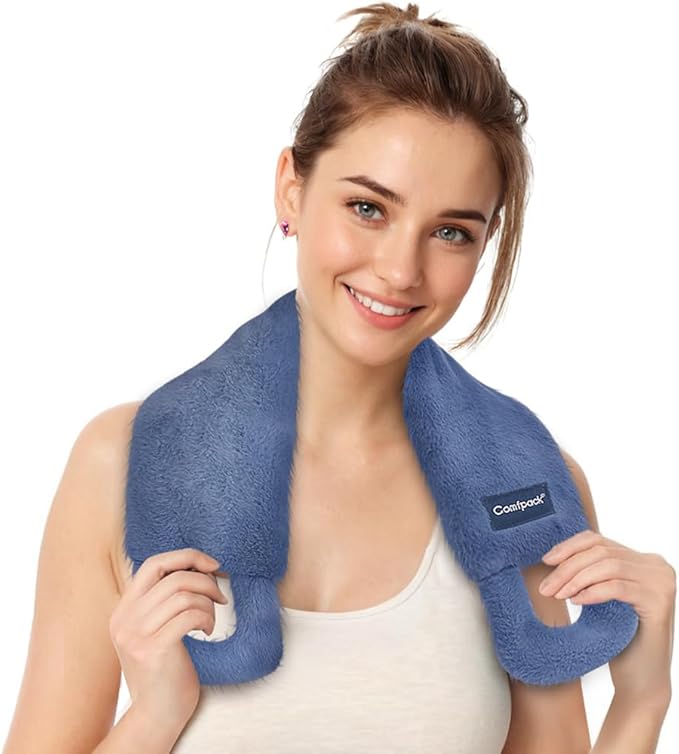Long Wide Microwave Heating Pad for Neck Shoulders with Moist Heat, Removable & Washable Neck Warmer for Pain Relief, Weighted Microwavable Heated Wrap, Gift for Women, Men