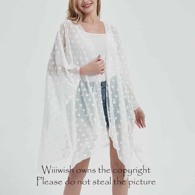 Women's Bohemian Floral Chiffon Beach Cover up Swimsuit Kimono Summer Swimwear Cardigans