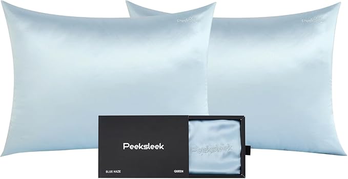 100% Mulberry Silk Pillowcases with Zipper– Luxurious, Anti-Aging Pillow Covers, 22 Momme 6A Grade Silk Pillow Cases 2 Pack for Hair and Skin Care