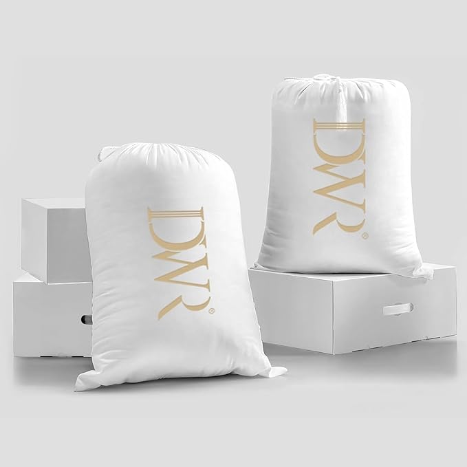 DWR Luxury Down Feather Fibers Comforter Full/Queen, Hotel-Style Fluffy Duvet Insert, Ultra-Soft Cotton Blend Fabric, High Fill Power 46oz Medium Weight for All Season(90x90, White)